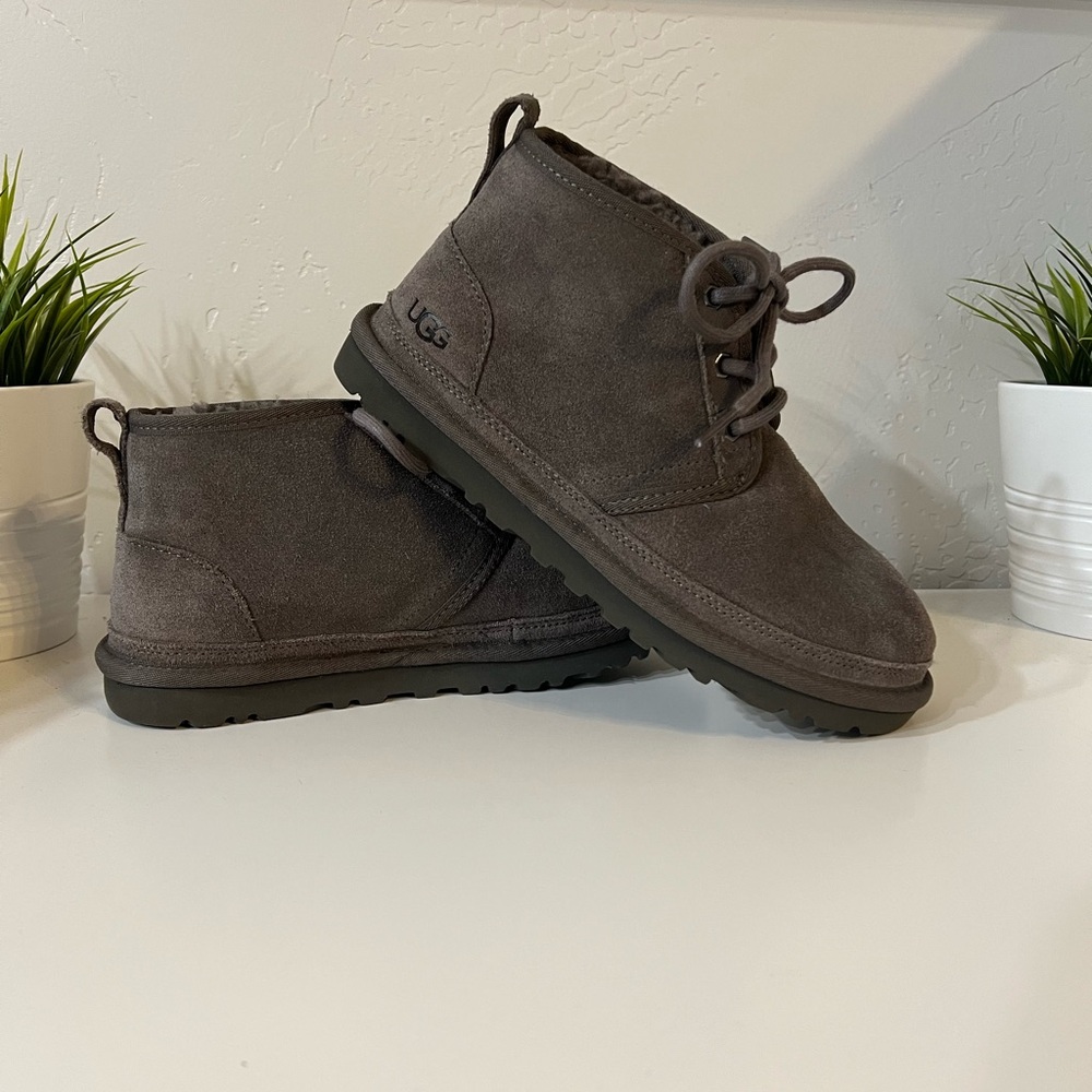 Uggs lace-up boots, size 6, Gray. Like new.